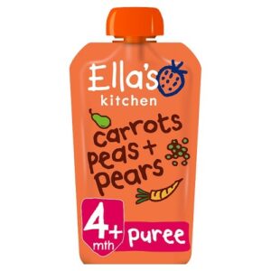 ELLAS STAGE 1 CARROT PEAS & PEARS 120 grms