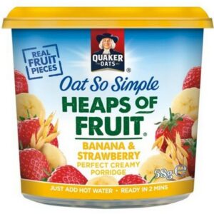 QUAKER HEAPS OF FRUIT POTS BAN+STRAW 58 GRMS