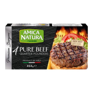 AMICA NATURA 4 QP BEEF BURGERS 454 GRMS