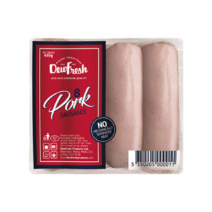 DEWFRESH PORK SAUSAGES X 8 454 GRMS