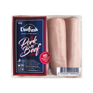 DEWFRESH PORK&BEEF SAUSAGESX8 450 GRMS