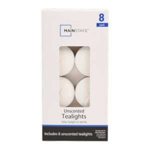 I MAINSTAYS TEALIGHTS 4HR BURN 8 PCS.