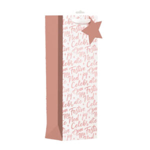 I XMAS GIFT BAG BOTTLE ROSE GOLD TEXT