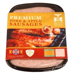 BRITISH PREMIUM  PORK & APPLE SAUSAGES 454 GRMS