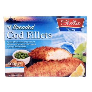 SHELTIE BREAD SKINLESS COD FILLET . 500 GRMS