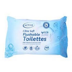 I ACTIVE SOFT FLUSHABLE TOILET TISSUE WIPES 40 PCS.