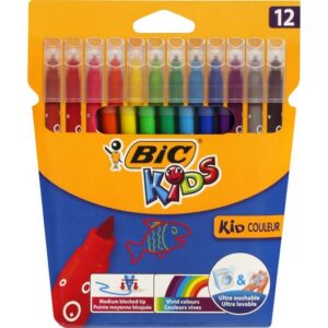 BIC KID FIBRE TIPS LARGE X 12 COLOURS