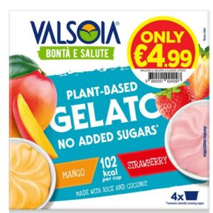 VALSOIA IL GELATO NO ADDED SUGARS FRUIT CUPS  ONLY €4.99 4X70 GRMS