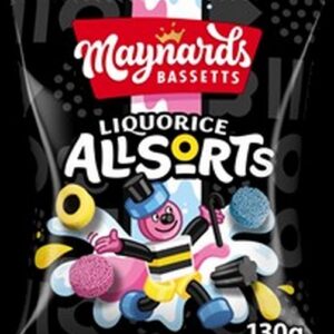 MAYNARDS LIQUORICE ALLSORTS BAGS 130 GRMS